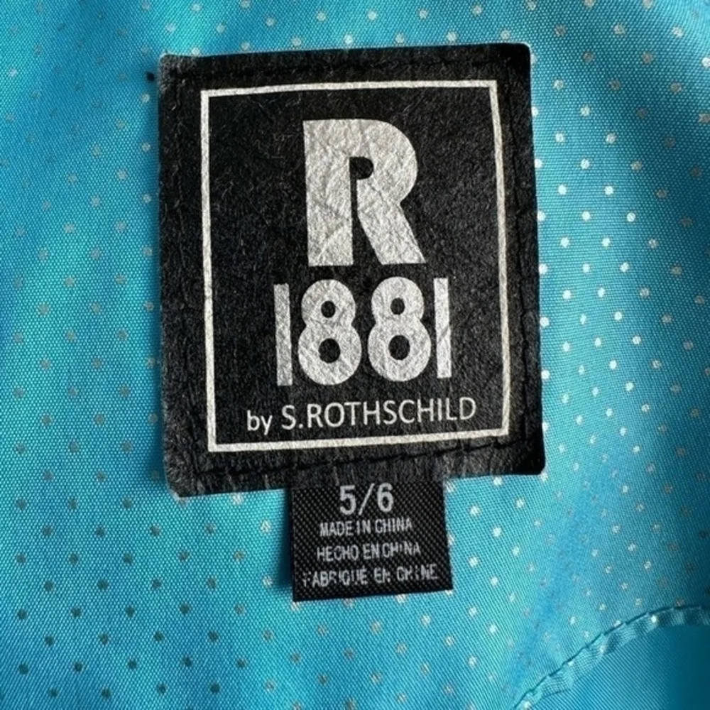 Rothschild Girls Blue Silver Dot Hooded Puffer Jacket Size 5-6 Zip Front Coat - Picture 4 of 7
